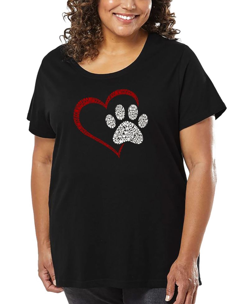 Plus Size Paw Heart Word Art T-Shirt