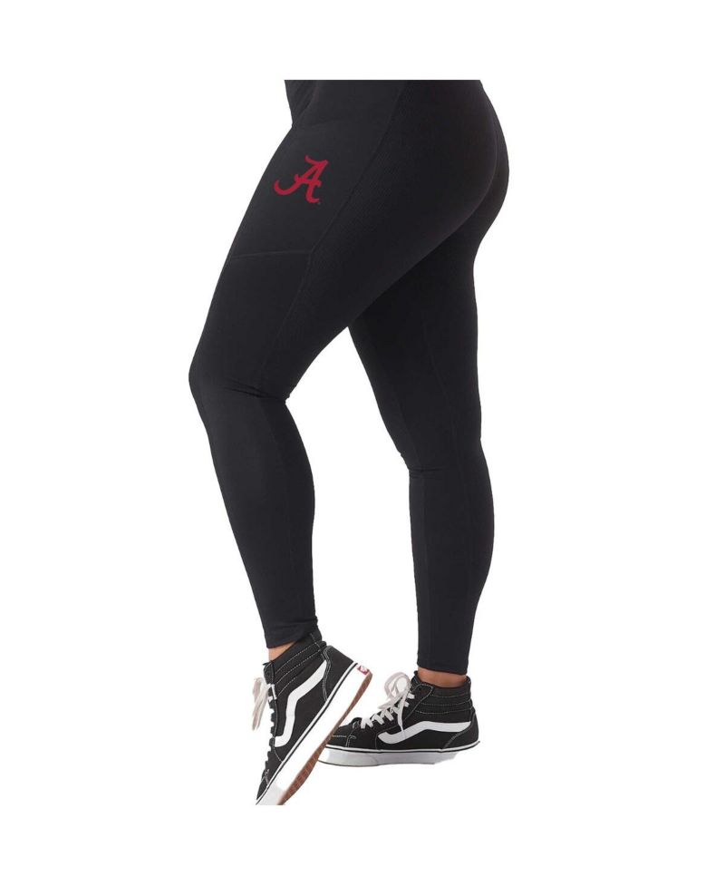 Women's Black Alabama Crimson Tide 7/8 Mixed Media Pocket iLeggings
