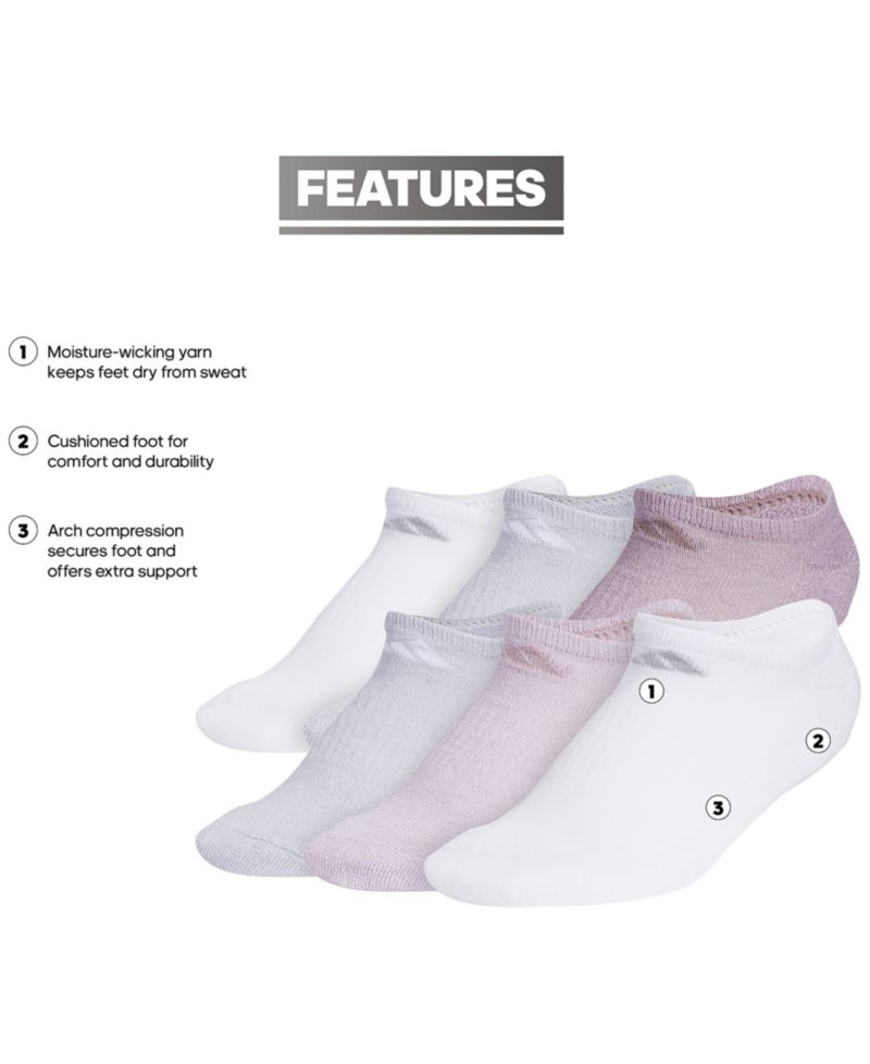 Women's 6-Pk. Athletic Cushioned No-Show Socks