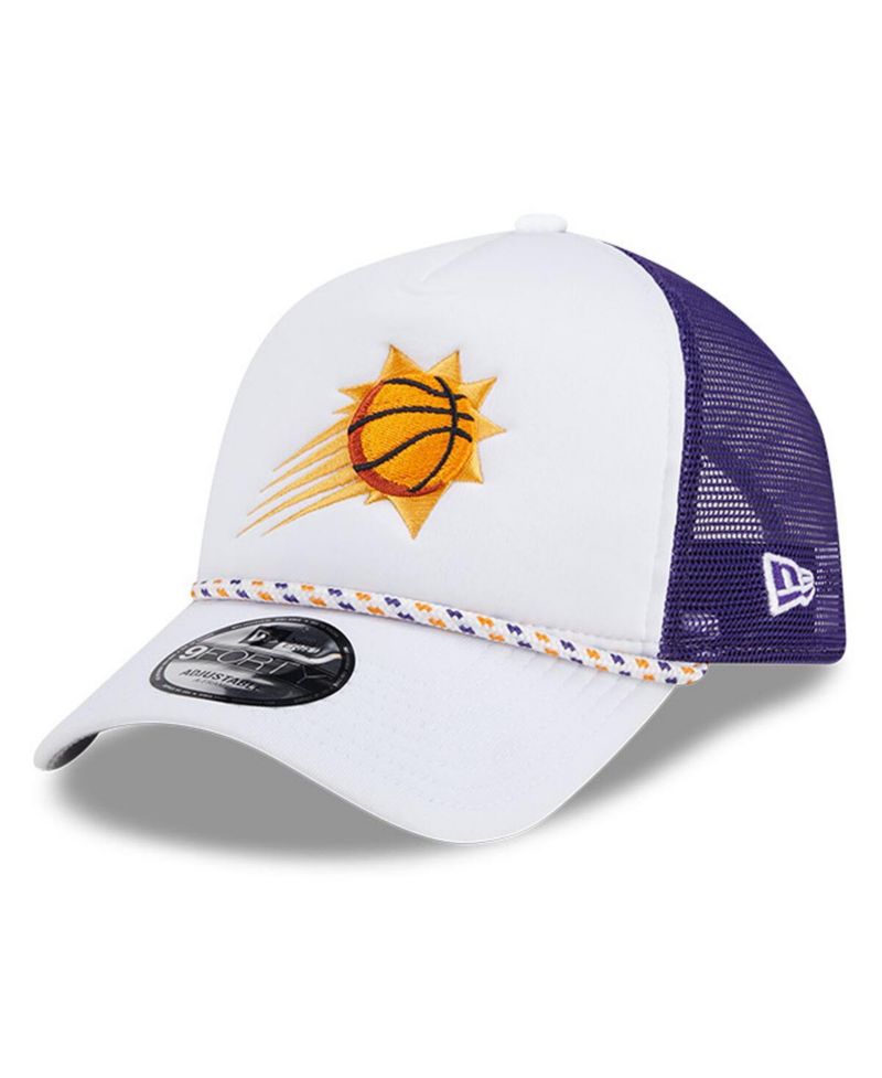 Men's White/Purple Phoenix Suns Court Sport Foam A-Frame 9FORTY Adjustable Trucker Hat