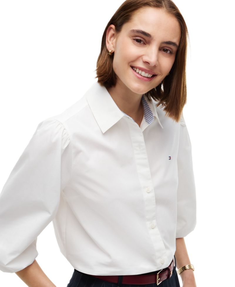 Women's Puff-Sleeve Button-Front Shirt