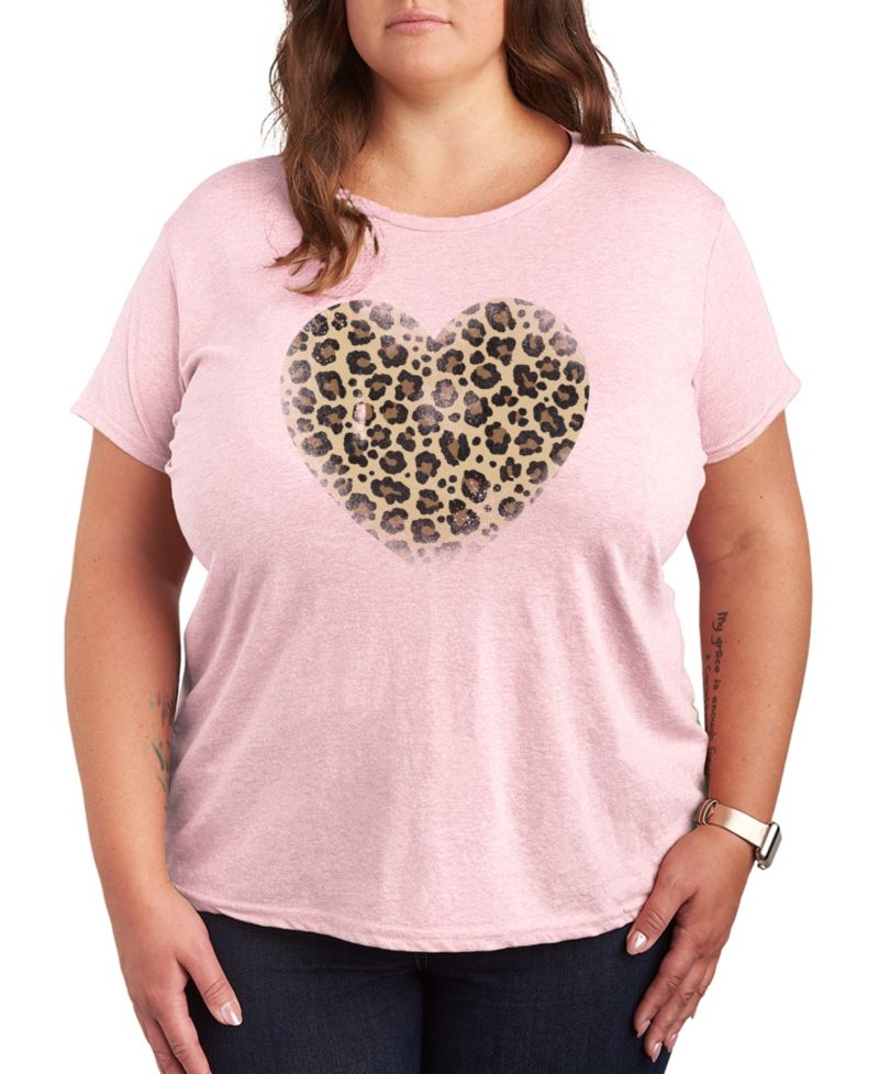 Plus Size Leopard Heart Graphic T-Shirt