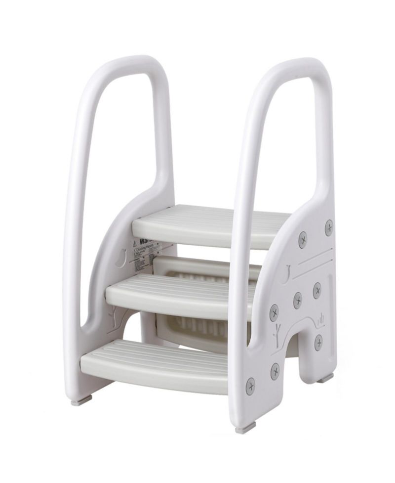 3 Step Toddler Step Stool with Handles, Lightweight Non-Slip Standing Helper for Bathroom, Kitchen and Potty Training