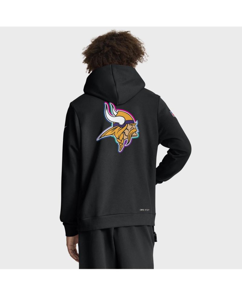Men's Black Minnesota Vikings 2025 NFL Crucial Catch Sideline Standard Issue Dri-FIT Hoodie