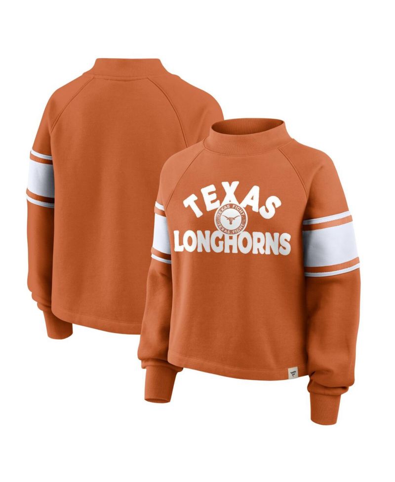 Women's Texas Orange Texas Longhorns Oversized Hometown Premium Punt Coverage Raglan Pullover Sweatshirt