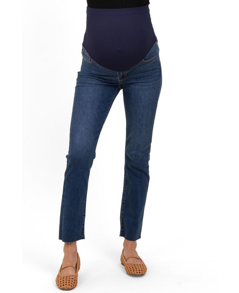 Women's Dark Blue Slim Fit Raw Hem Jeans