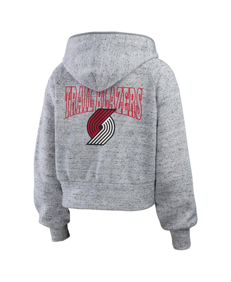 Women's Heather Gray Portland Trail Blazers Speckled Radiator Full-Zip Hoodie