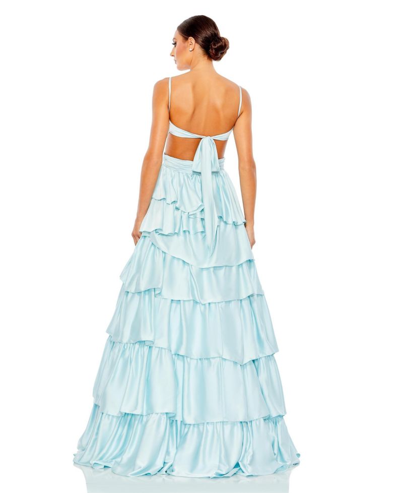 Women's Ruffle Tiered Cut Out Sleeveless Ballgown