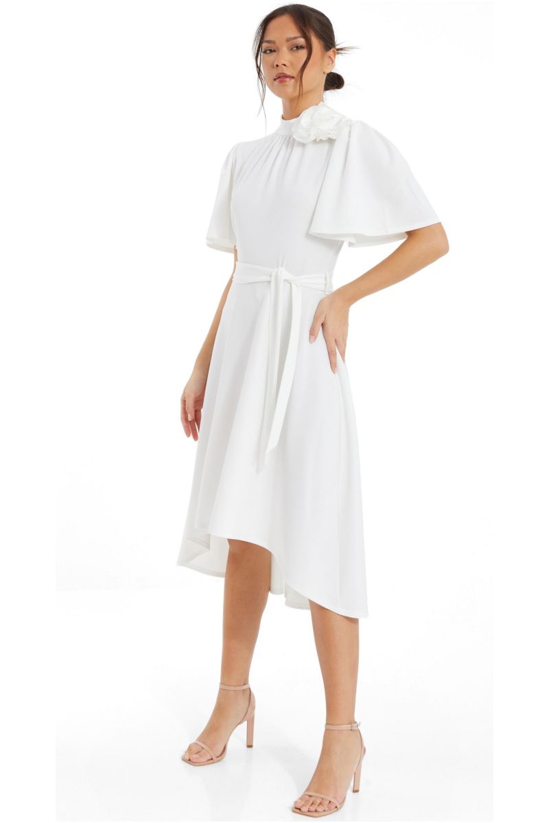 Women's Flower Detail Dip Hem Dress
