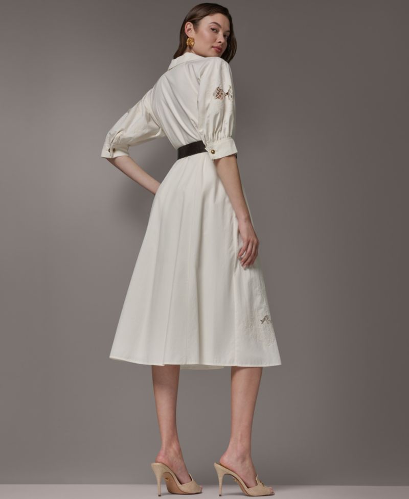 Women's Collared Belted Shirt-Dress