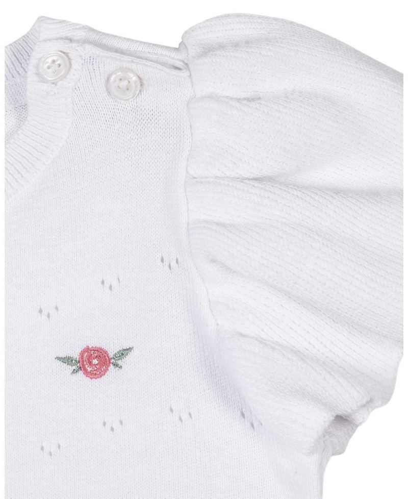 Hope and Henry Little and Big Girls' Organic Ruffle Sleeve Pointelle Sweater