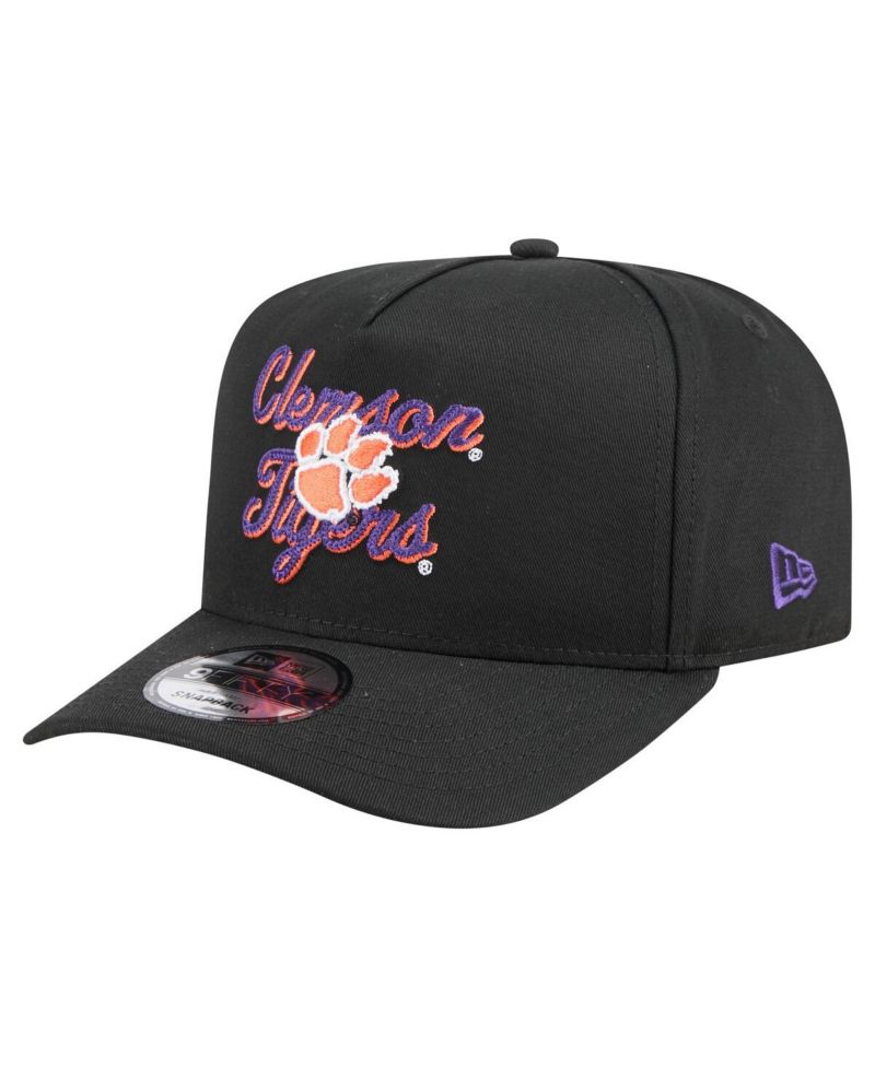 Men's Black Clemson Tigers Vintage Chainstitch 9FIFTY A-Frame Snapback Hat