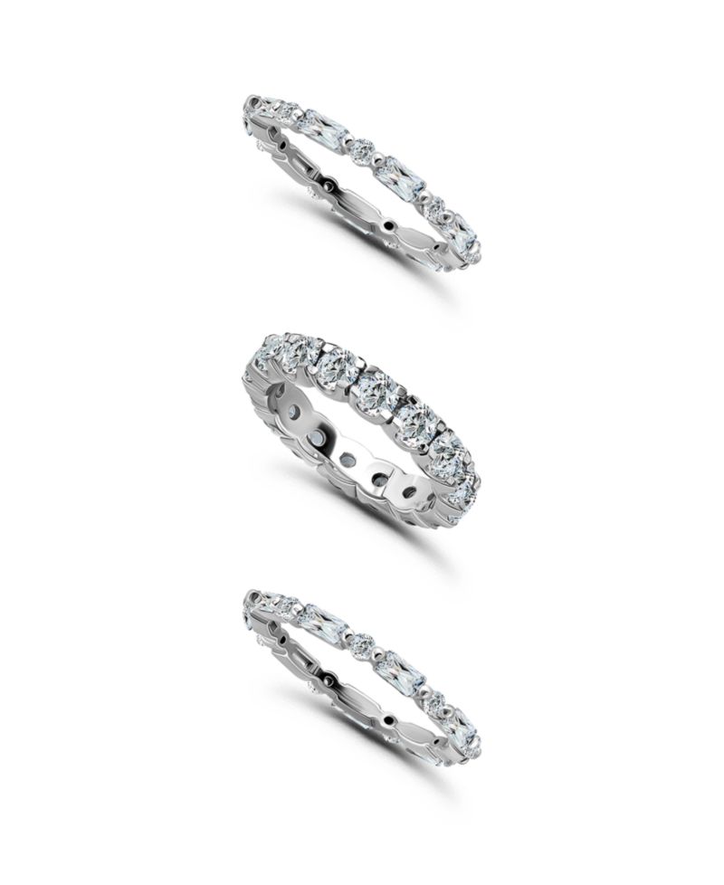 Macy's (8 1/20 ct.t.w) 3Pc. Set- 2- 4x2mm Baguette 2mm Round Cubic Zirconia Ring