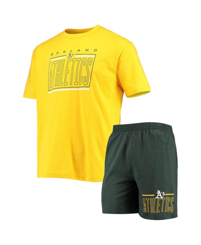 Men's Green, Gold Oakland Athletics Meter T-shirt and Shorts Sleep Set