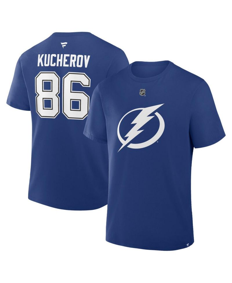 Men's Nikita Kucherov Blue Tampa Bay Lightning Authentic Stack Name & Number T-Shirt