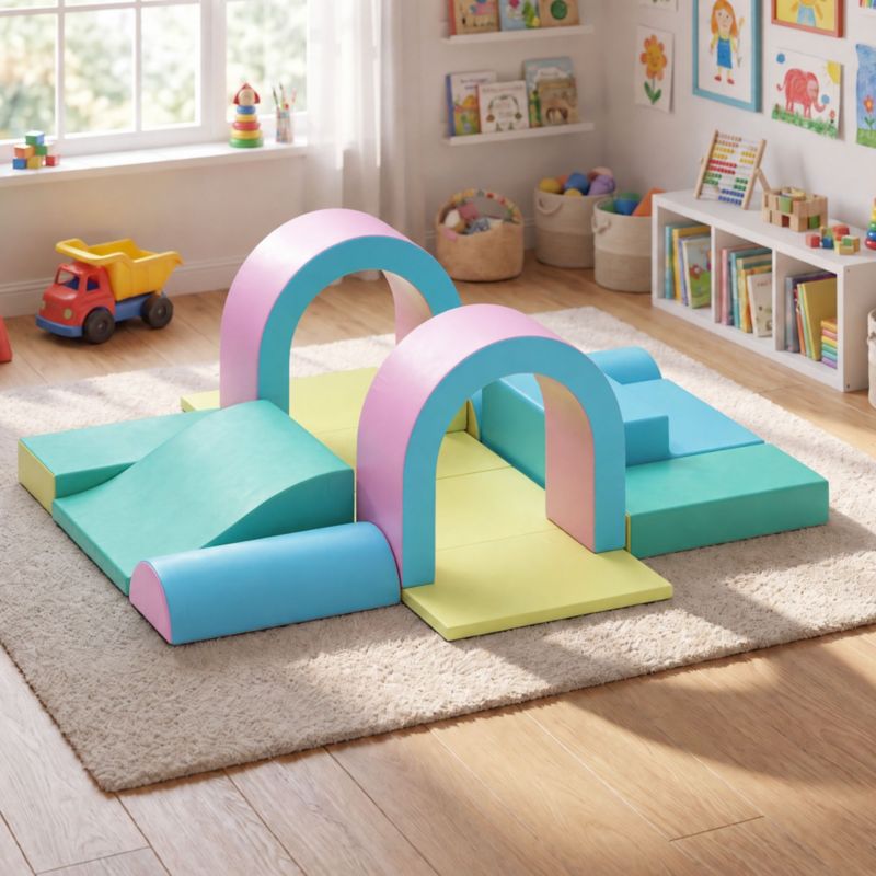 10-Piece Climb and Crawl Activity Play Set, Soft Foam Block for Climbing, Crawling and Sliding
