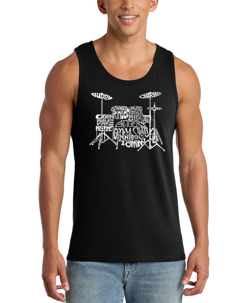 Men's Drum Set Word Art Graphic Tank Top