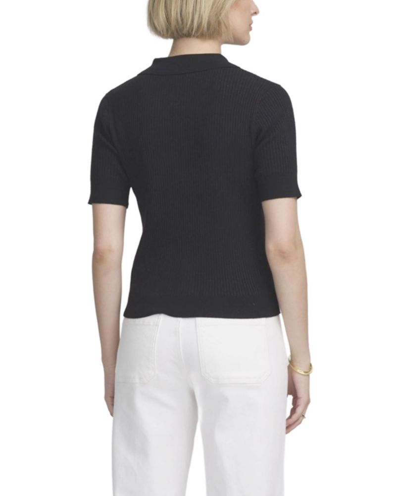 Women's Fine Gauge Ribbed Short Sleeve Henley