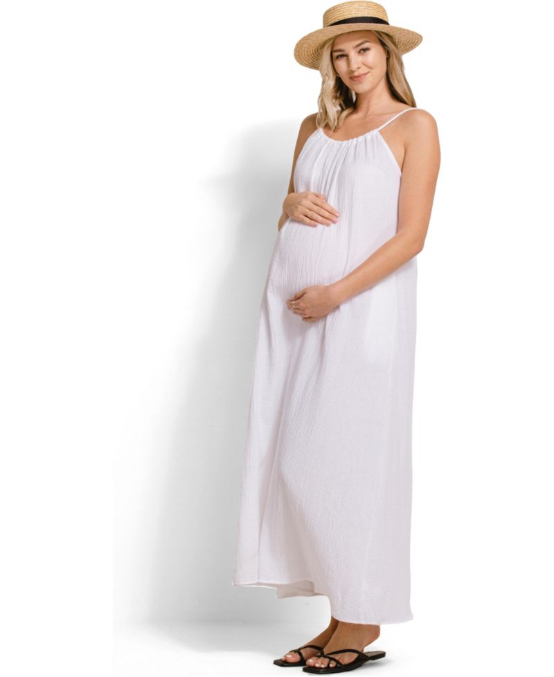 Women's Sleeveless Scoop Neck Maxi Sundress with Pockets
