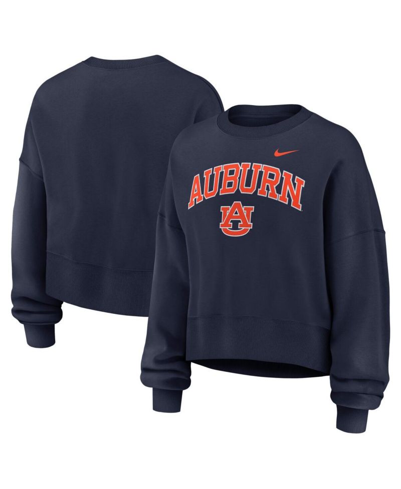Women's Navy Auburn Tigers Oversized Phoenix Arch Pullover Sweatshirt