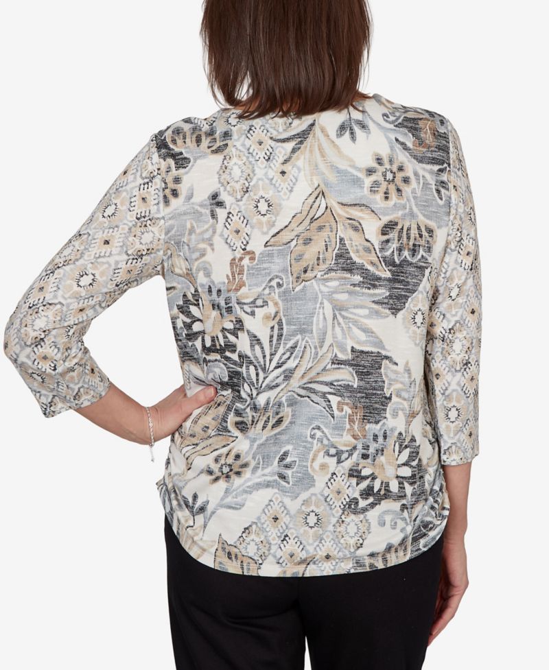 Women's Geo Leaf Patchwork Knit Top