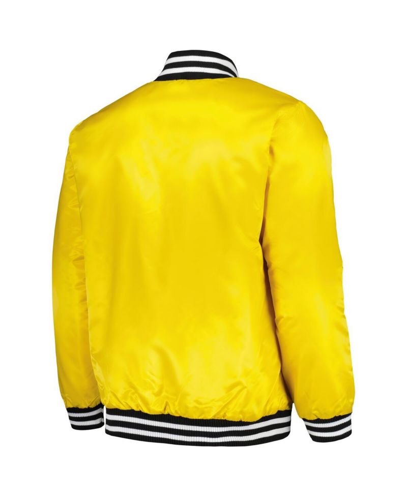Men's Gold Atlanta Braves Cross Bronx Fashion Satin Full-Snap Varsity Jacket