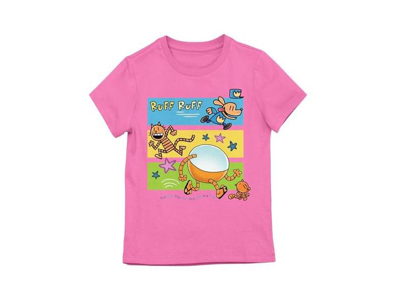Li'l Petey and 80-HD running on Pink Short Sleeve Girls T-Shirt-XL