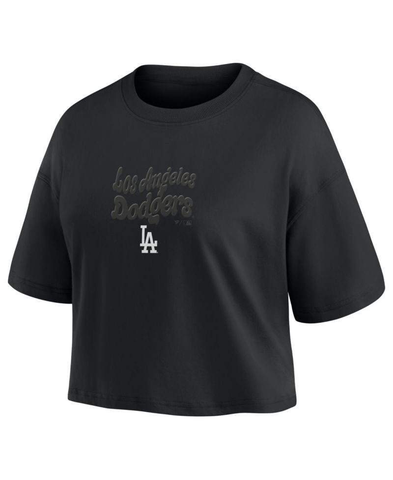 Women's Los Angeles Dodgers Blackout Wave Cropped Top