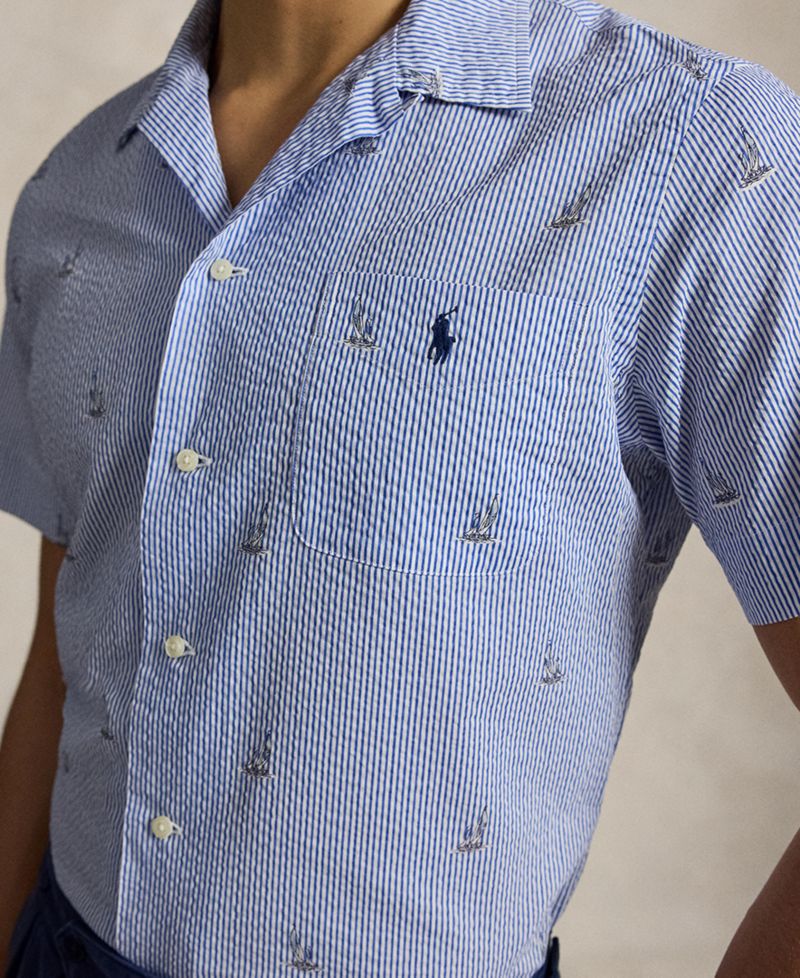 Men's Classic-Fit Sailboat Seersucker Shirt