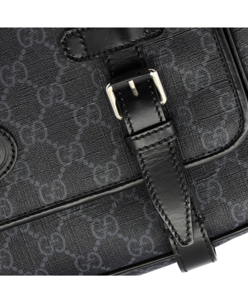 Medium Interlocking G Patch Messenger Bag GG Coated Canvas with Leather