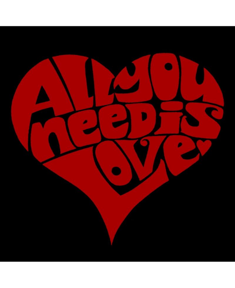 Men's Cotton/Poly Blend Word Art All You Need Is Love Heart T-shirt