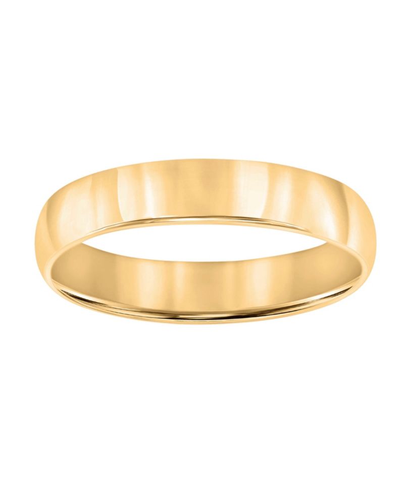 Men's 4mm Low Dome Wedding Band Ring in 10k Gold or 10k White Gold