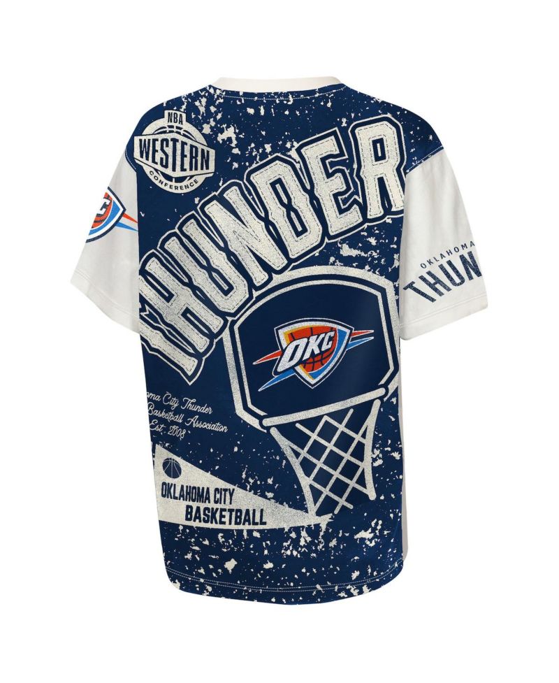 Big Boys and Girls Cream Oklahoma City Thunder Top Player All-Over-Print T-Shirt