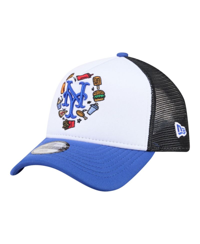 Big Boys and Girls White/Royal New York Mets Food A-Frame 9FORTY Trucker Adjustable Hat