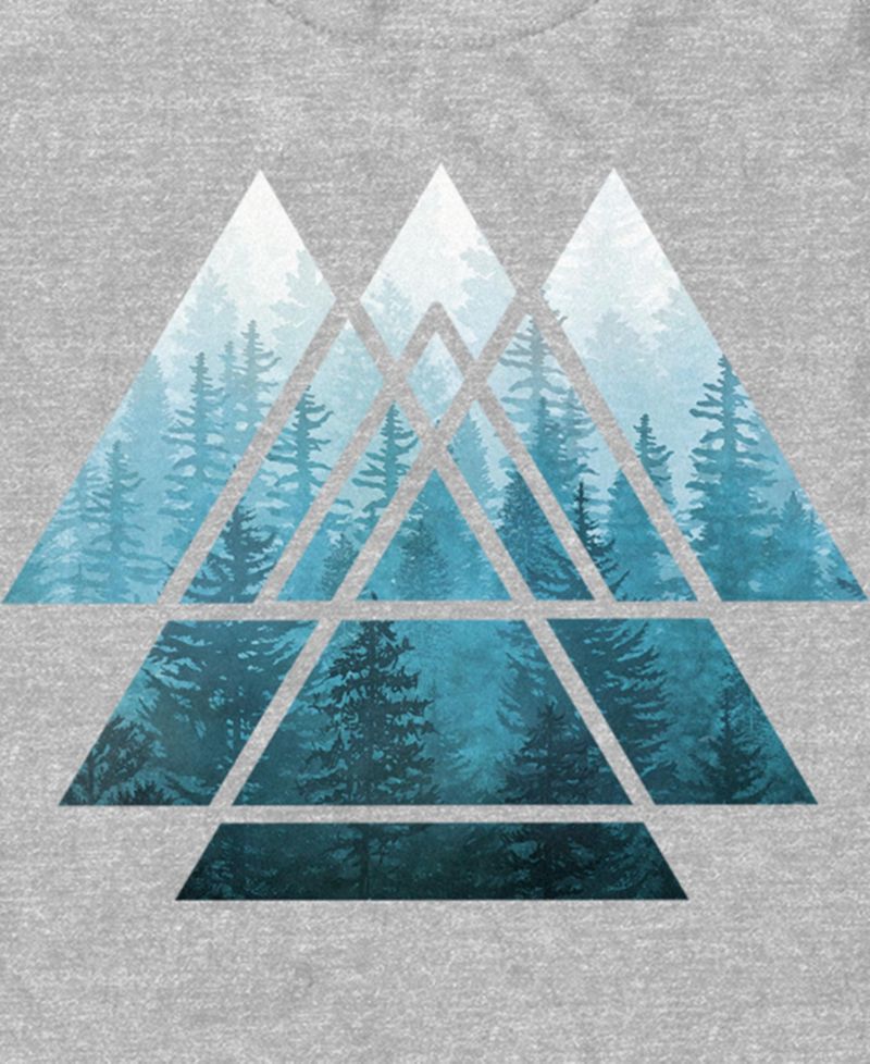 Men's Sacred Geometry Triangles Misty Forest Short Sleeve T-Shirt