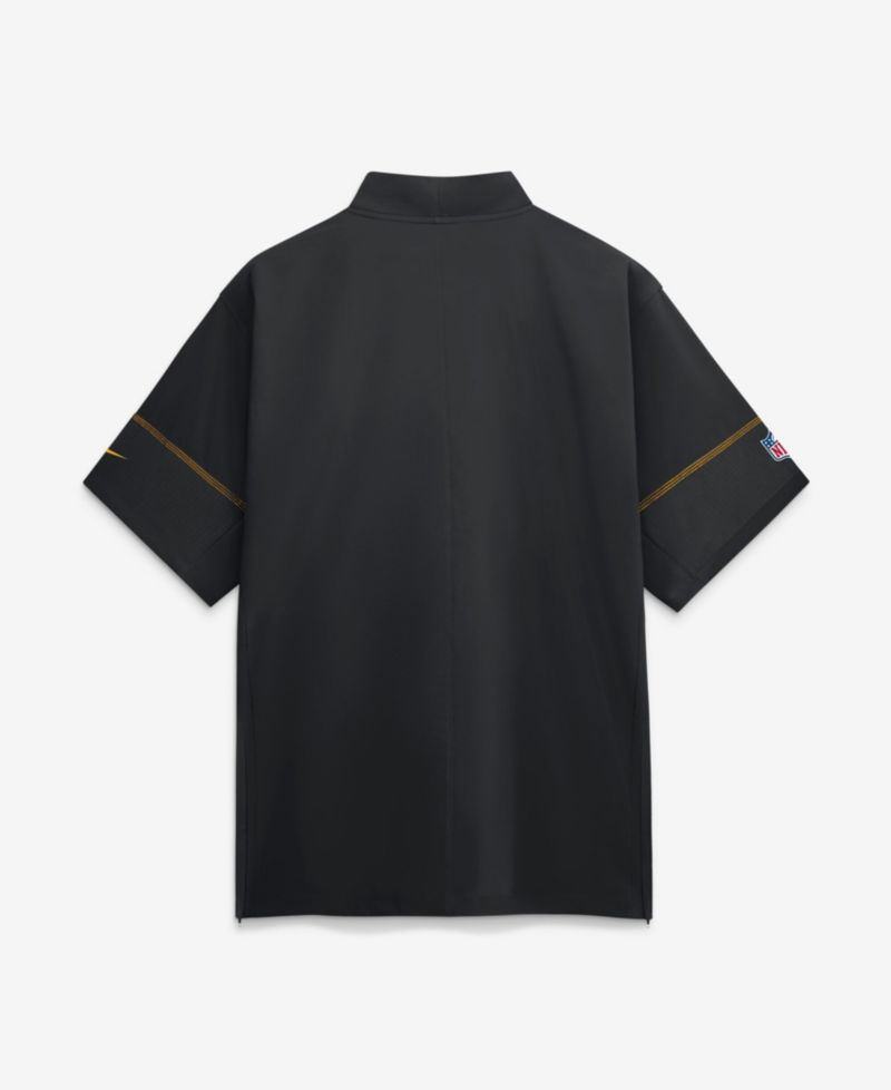 Men's Black Pittsburgh Steelers Sideline Short Sleeve Quarter-Zip Coaches Jacket