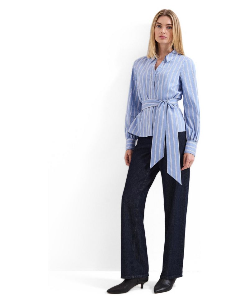 Women's Collared Statement-Belt Shirt