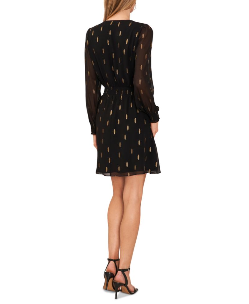 Petite Metallic Print Fit & Flare Dress