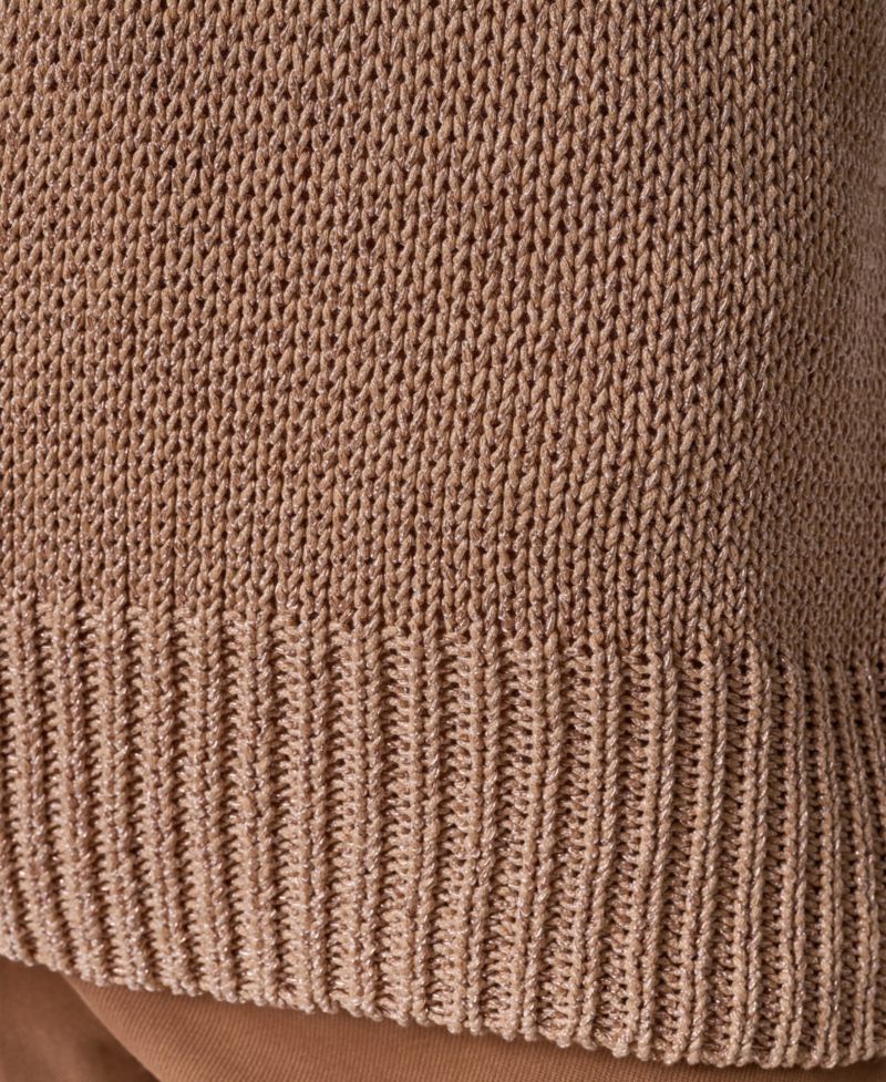 Women's Short Sleeve Relaxed Fit Lurex Sweater