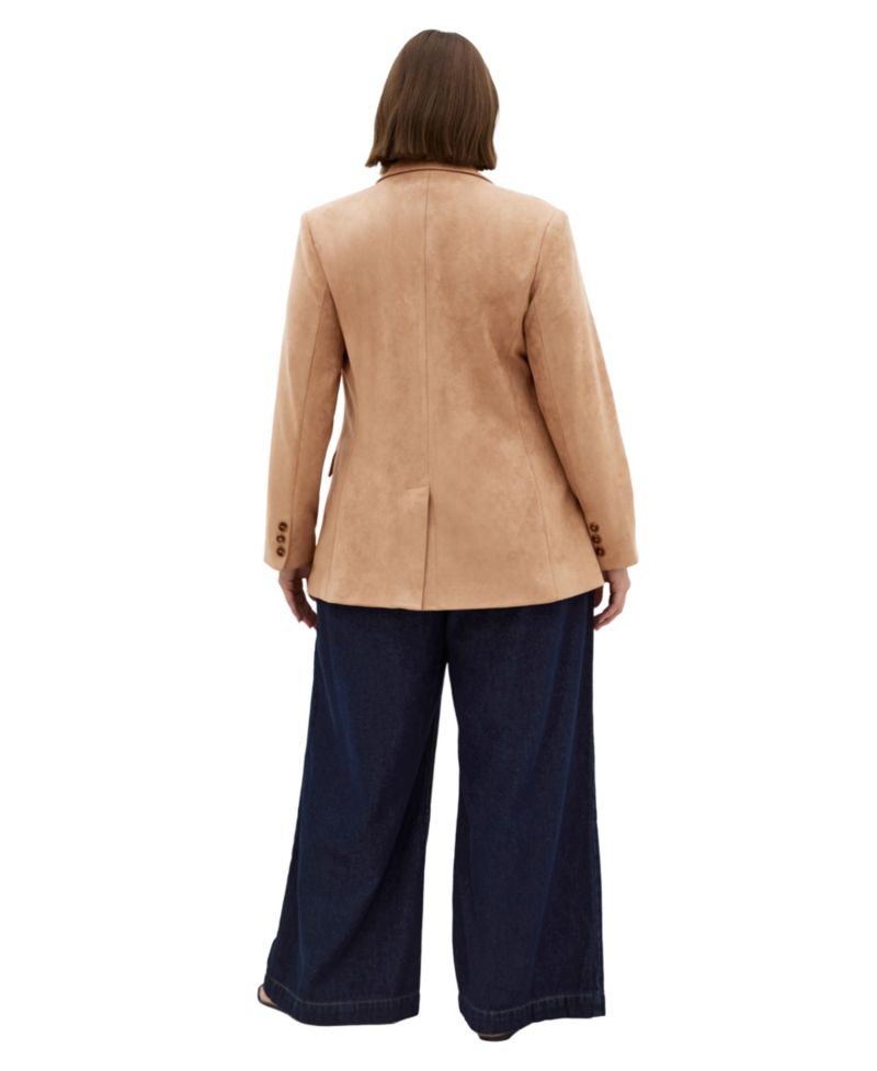 Plus Size Sara Faux Suede Hip-Length Blazer
