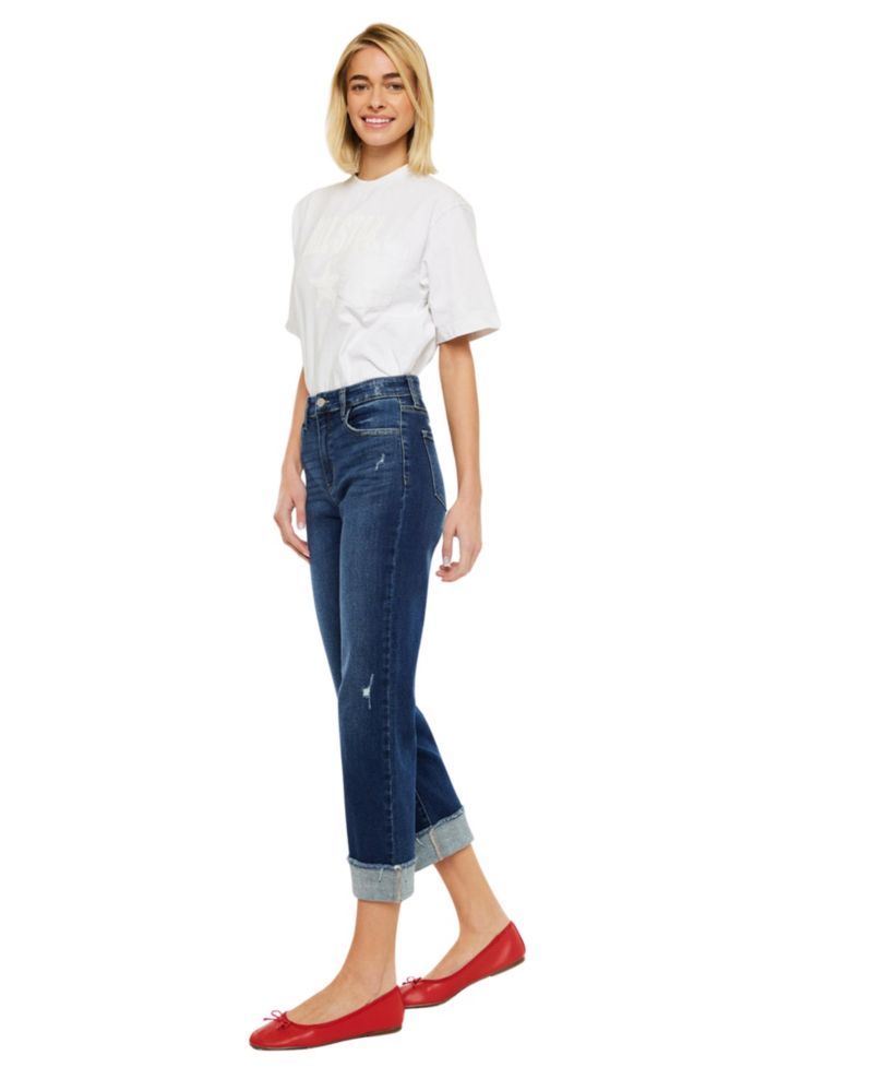 Women's High Rise Cropped Straight-Leg Jeans