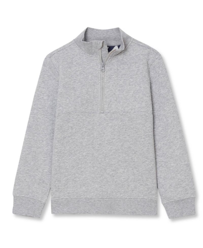 Boys' 4-20 Quarter-Zip Mock-Neck Cotton-Blend Fleece Pullover