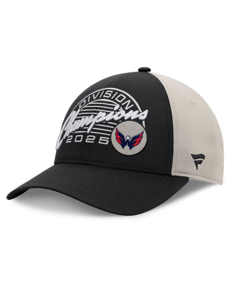 Men's Black/Gray Washington Capitals 2025 Metropolitan Division Champions Locker Room Adjustable Hat