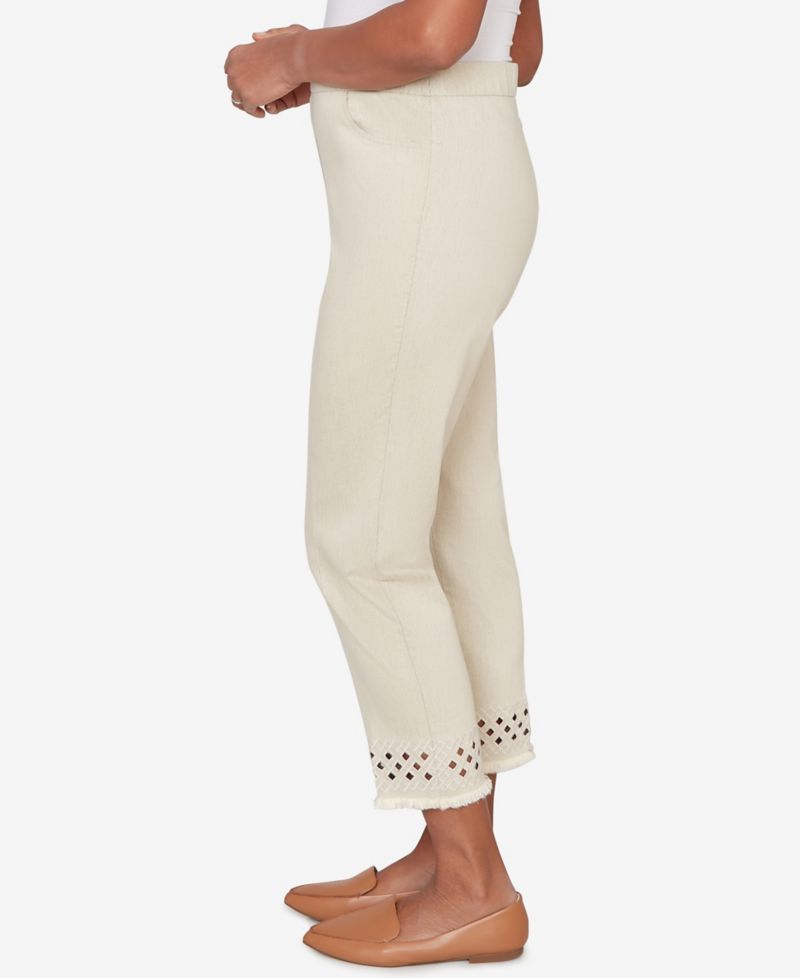 Petite Detail Driven Geometric Cut-Out Flat Front Ankle Pants