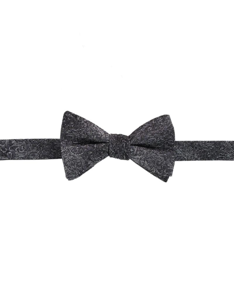 Men's Esteban Scrolling Vines Tone on Ton Patterned Silk Self Tie Bow Tie
