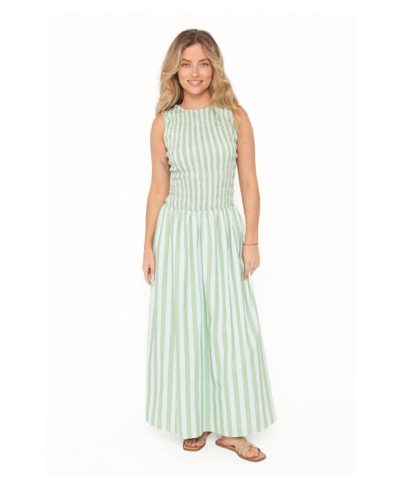 Women's Maleny Smocked Striped Sleeveless Maxi Dress