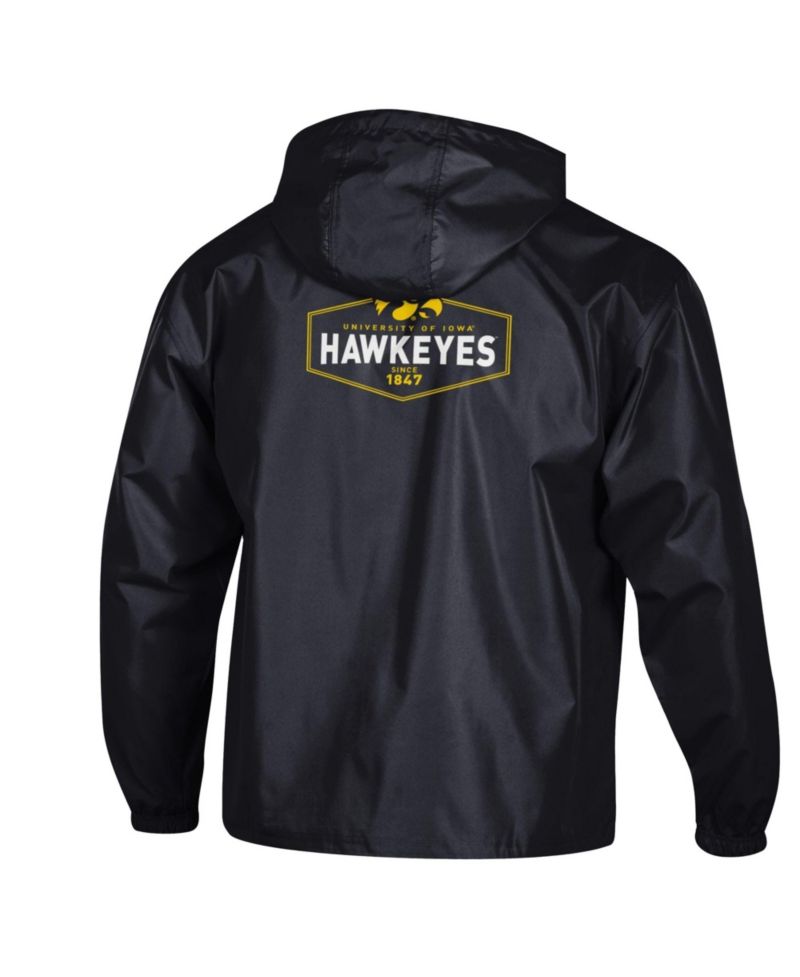 Men's Black Iowa Hawkeyes Delay Packable Half-Zip Jacket