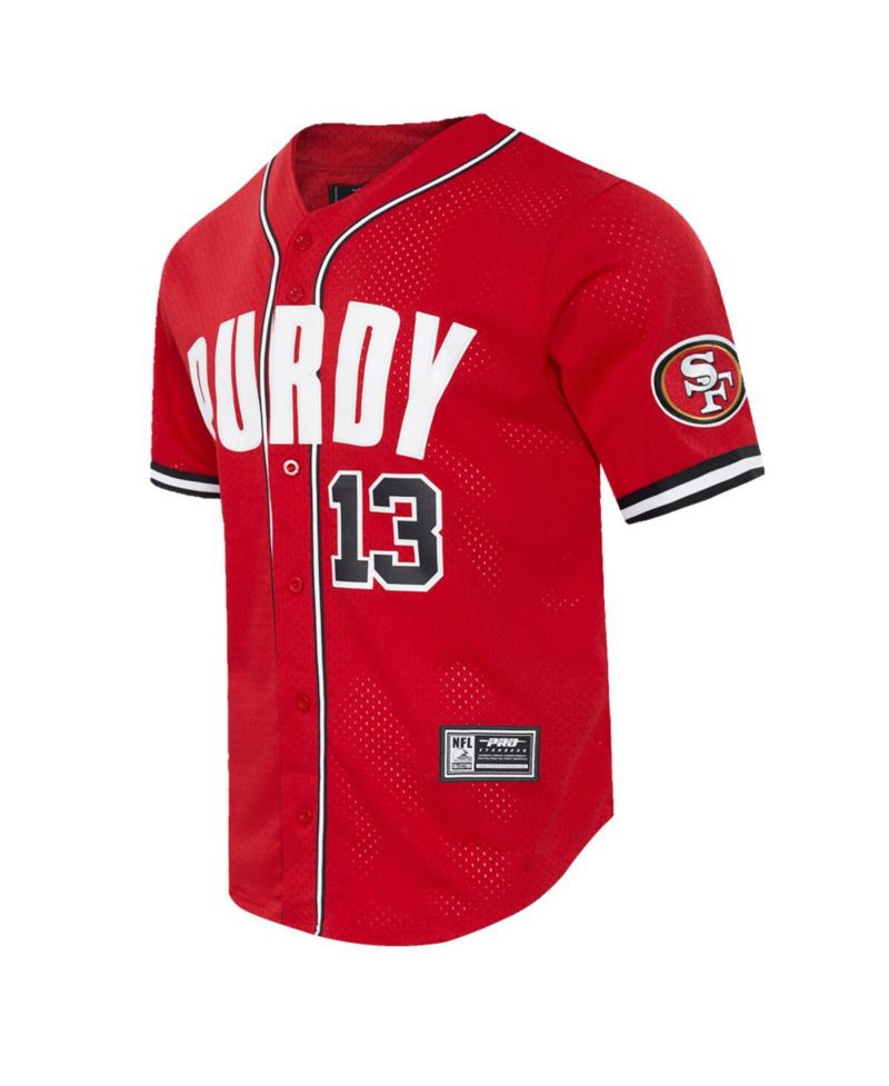 Men's Brock Purdy Scarlet San Francisco 49ers Mesh Button-Up Baseball Jersey