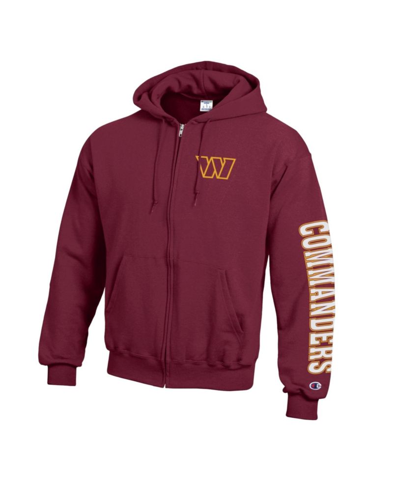 Men's Burgundy Washington Commanders Powerblend Fleece Full-Zip Hoodie