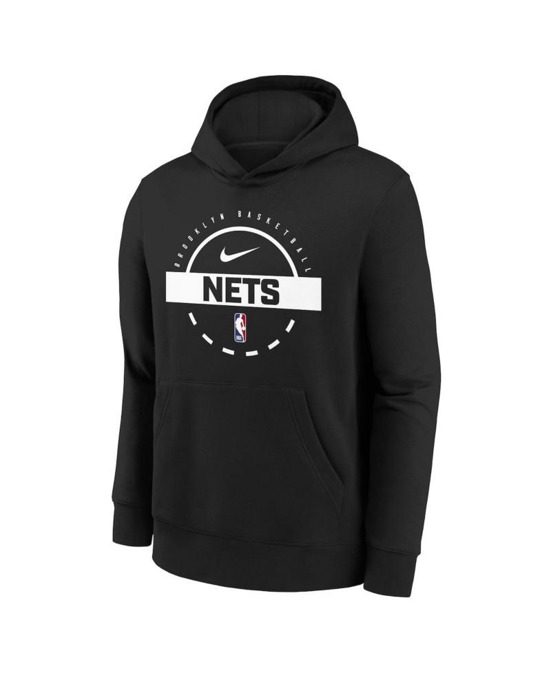 Big Boys and Girls Black Brooklyn Nets 2025/26 Club Fleece Practice Hoodie